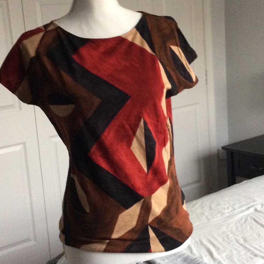 PRICE DROP! Ralph Lauren Cap Sleeve Brown and Red Top